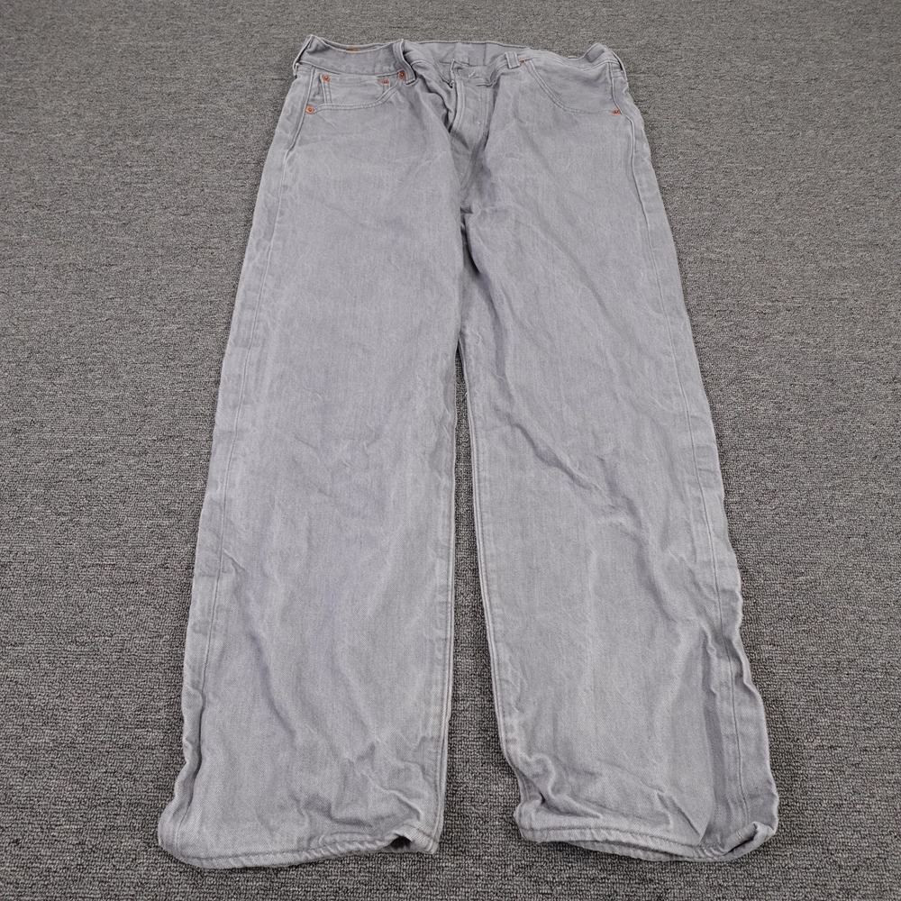 Levi's 501 Jeans Mens 34x28 Gray Light Wash Regular Straight Denim Pants